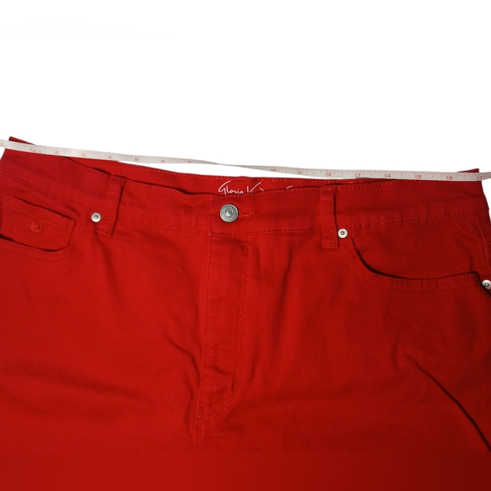 Gloria Vanderbilt Denim All Around Slimming Effect Red Cuffed Shorts Size 16 - Picture 15 of 16